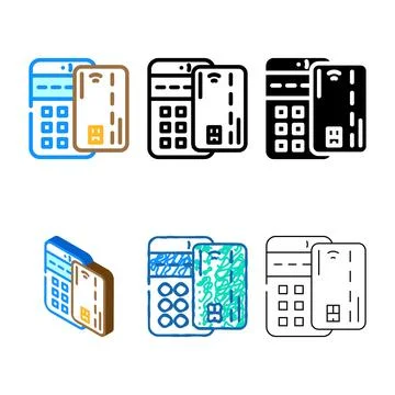 Payment card pos terminal range color icon vector Illustrazione stock