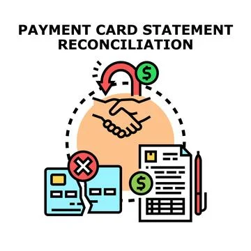 Payment card statement reconciliation process concept Stock Illustration