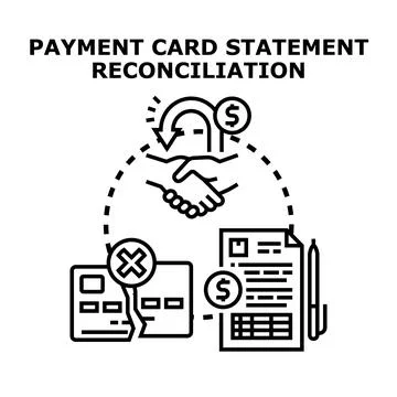 Payment card statement reconciliation process concept Stock Illustration