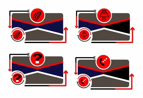 Payment card warning and alert interface designs with red accent elements Stock Illustration