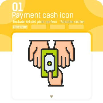 Payment cash hand vector icon with line color style isolated on white background イラスト素材