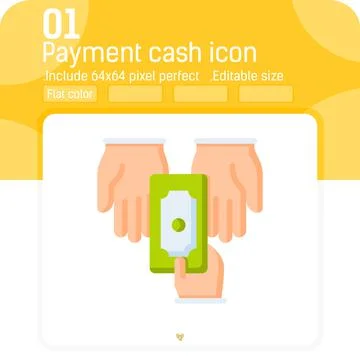 Payment cash hand vector icon with flat color style isolated on white background Illustrazione stock