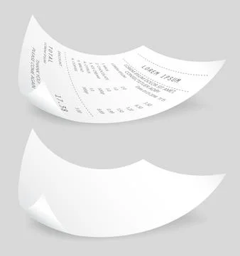 Payment check paper document. Buying financial invoice bill purchasing calculate Illustrazione stock