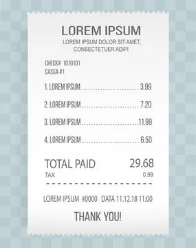 Payment check paper document. Buying financial invoice bill purchasing calculate イラスト素材