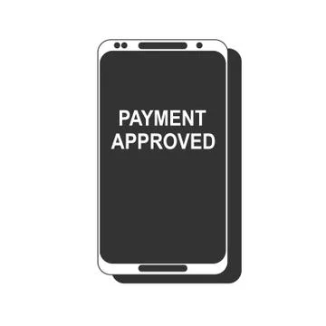 Payment completed message on a mobile phone screen. Stock Illustration