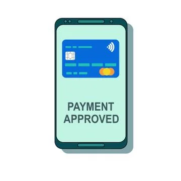 Payment completed message on a mobile phone screen. Stock Illustration