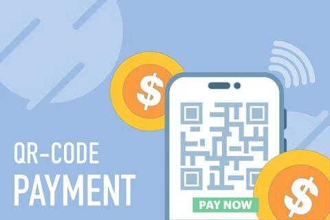 Payment concept using QR. Payment system for secure QR transactions. Stock Illustration