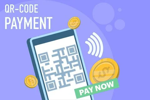 Payment concept using QR. Payment system for secure QR transactions. Stock Illustration