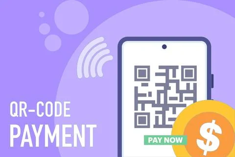 Payment concept using QR. Payment system for secure QR transactions. Stock Illustration