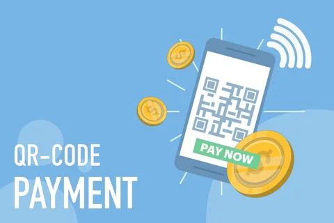 Payment concept using QR. Payment system for secure QR transactions. Stock Illustration