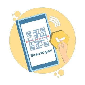 Payment concept using QR. Secure transaction. Illustrazione stock