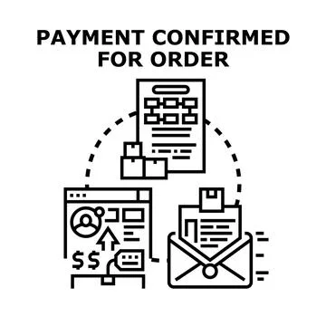 Payment confirmed process for online order fulfillment Stock Illustration