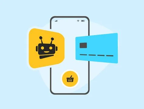 Payment for creating and setting up chatbot. Marketplace AI bots. Sale of custom Stock Illustration