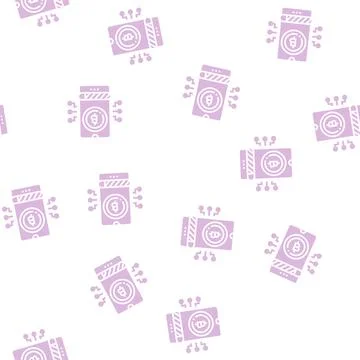 Payment cryptocurrency phone app glyph seamless pattern Stock Illustration