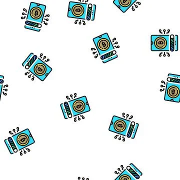 Payment cryptocurrency phone app vector seamless pattern Stock Illustration