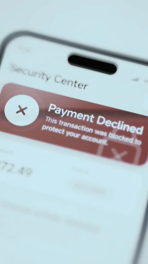 Payment Declined Security Alert On Mobile Banking Application 4K Stock Footage 341854608