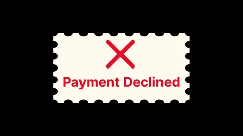 Payment Declined Warning Message: Red Cross Mark on White Ticket Badge Graphic. Stock Footage 340108251