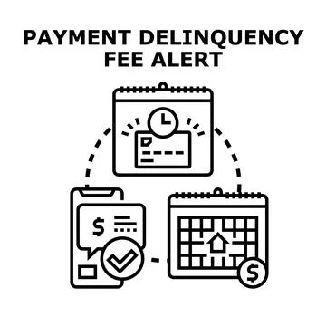 Payment delinquency fee alert for outstanding bills Stock Illustration
