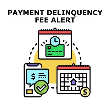 Payment delinquency fee alert for outstanding bills Stock Illustration