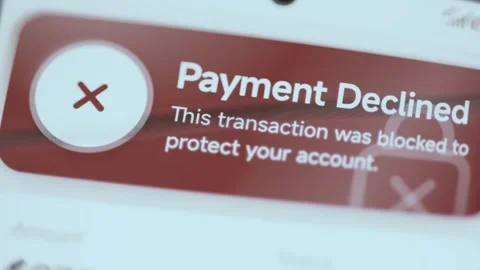Payment Denied Screen With Large Red Cross Security Alert 4K Stock Footage 341854170
