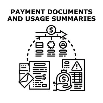 Payment documents and usage summaries tracking concept 库存插图