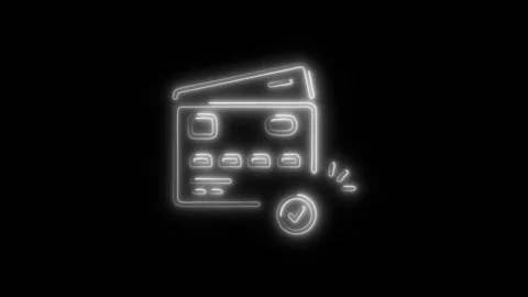 Payment Done Outline Icon in HD Video Neon Animation  Finance and Transacti Stock Footage 304374441