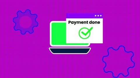Payment done text isolated digital technology notification message page on .. Stock-Illustration