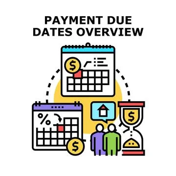 Payment due dates overview planning financial obligations Stock Illustration