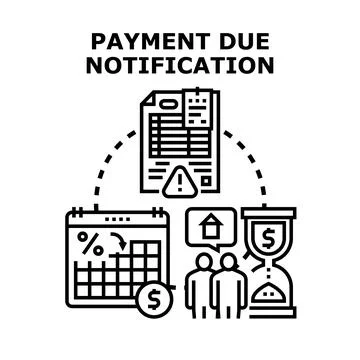 Payment due notification document and financial reminder concept Stock Illustration