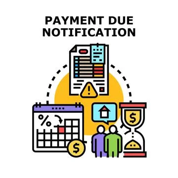 Payment due notification document and financial reminder concept Stock Illustration