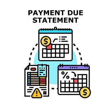 Payment due statement deadlines and financial obligations Stock Illustration
