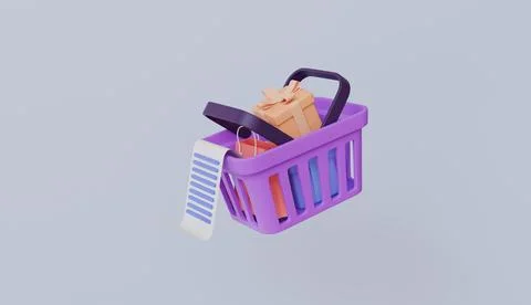 Payment of e-commerce shopping with shopping basket concept Stock Illustration