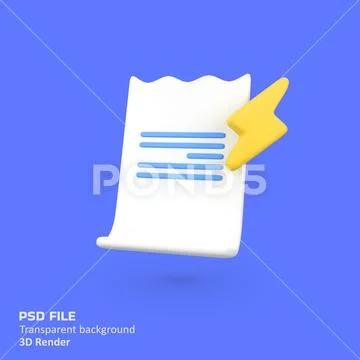 Payment Energy bill invoice paper isolated 3d render icon illustration Plantilla PSD