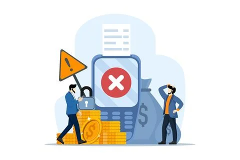 Payment error concept. Non-cash NFC payment transaction cancelled. イラスト素材