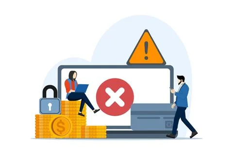 Payment error concept. Non-cash NFC payment transaction cancelled. 스톡 일러스트