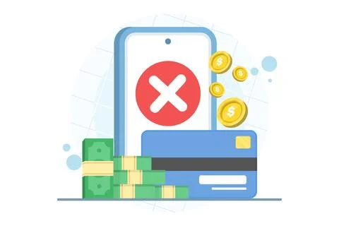 Payment error information message sent via mobile phone Stock Illustration