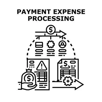 Payment expense processing analyzing financial report data Stock Illustration