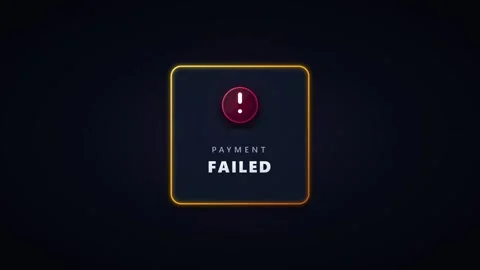 Payment failed notification alert animation with glowing ui and warning error Stock Footage 337554849