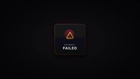Payment failed notification alert animation on dark minimalist ui backgroun.. Stock Footage 337554875