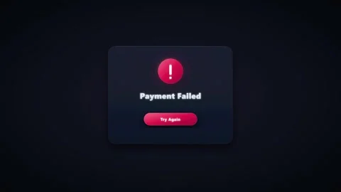 Payment failed notification ui animation with try again button for e-commer.. Stock Footage 337554626