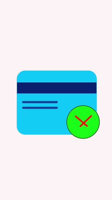 Payment failure shown with credit card and red X symbol vertical format. Cr.. Stock Footage 315085114