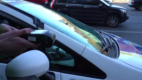 Payment of the fine through the terminal Stock Footage 244221044