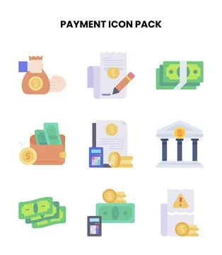 Payment Flat Bundle Icons Pack Stock Illustration
