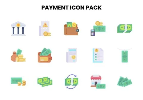Payment Flat Collection Icons Pack Stock Illustration