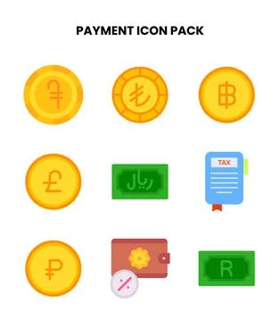 Payment Flat Design Icons Pack Stock Illustration