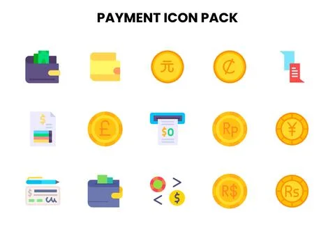 Payment Flat Design Icons Pack Stock Illustration
