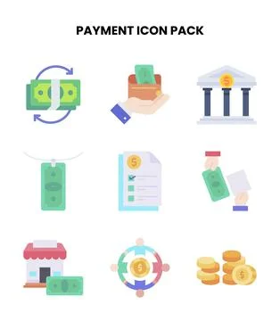 Payment Flat Scalable Icons Pack Stock Illustration