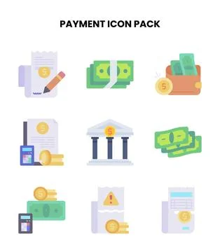 Payment Flat SVG Icons Pack Stock Illustration