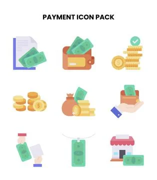 Payment Flat Vector Icons Pack Stock Illustration