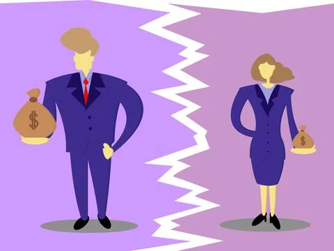 Payment gap between man and woman Stock Illustration